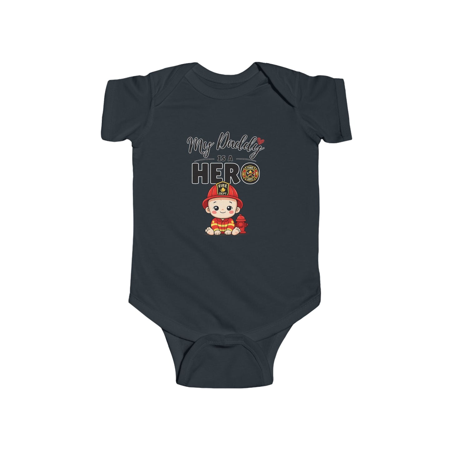 My Daddy is a Hero Baby Onesie – Firefighter Dad Gift, Cute Infant Outfit, Proud Firefighter Family Bodysuit