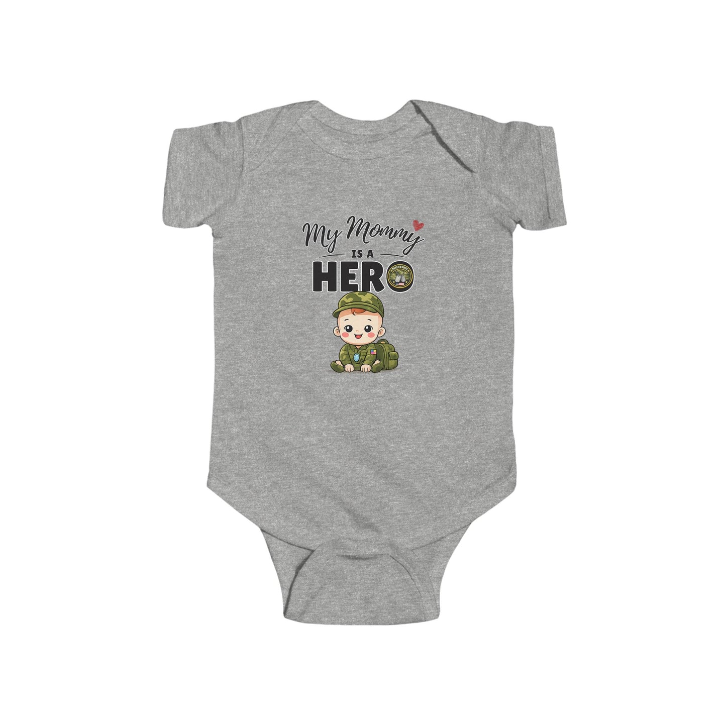 My Mommy is a Hero Baby Onesie – Military Mom Gift, Cute Infant Outfit, Proud Military Family Bodysuit