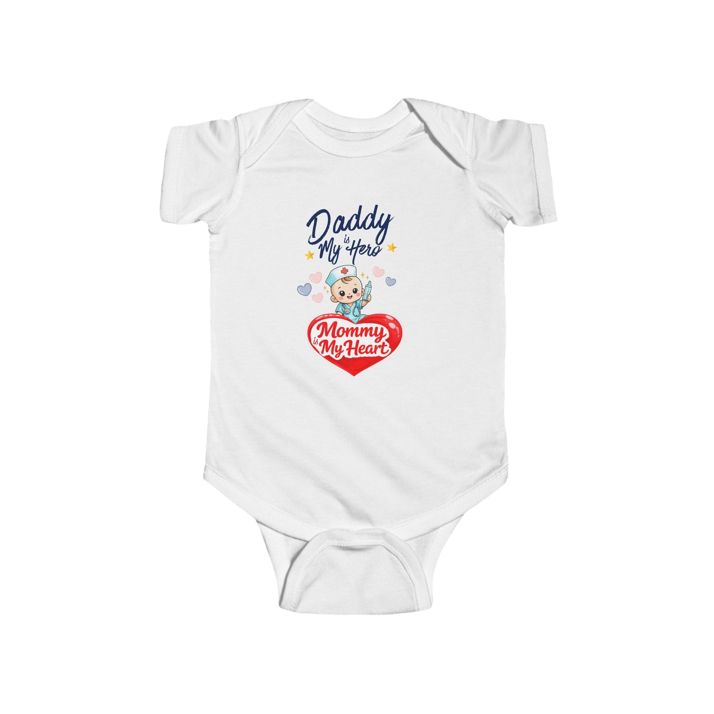 Daddy is My Hero Mommy is My Heart Baby Onesie – Nurse Family Bodysuit, Healthcare Baby Outfit, Cute Infant Gift