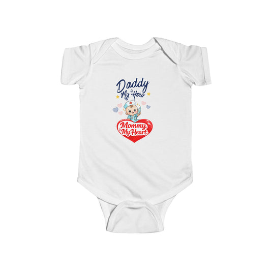 Daddy is My Hero Mommy is My Heart Baby Onesie – Nurse Family Bodysuit, Healthcare Baby Outfit, Cute Infant Gift