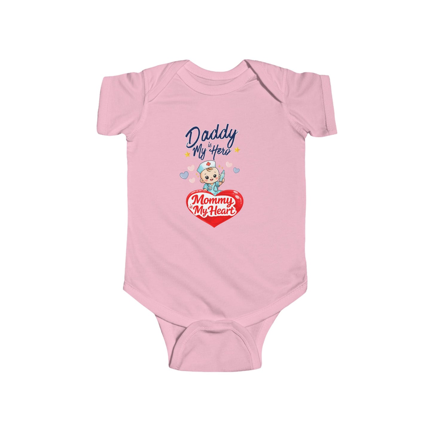 Daddy is My Hero Mommy is My Heart Baby Onesie – Nurse Family Bodysuit, Healthcare Baby Outfit, Cute Infant Gift