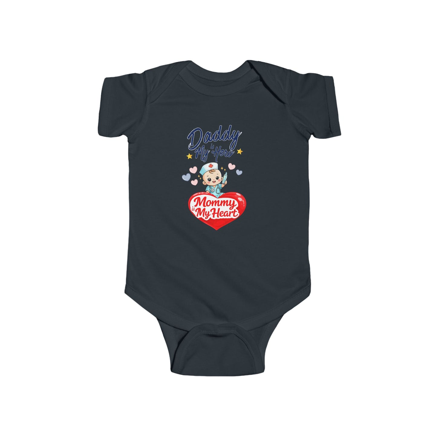 Daddy is My Hero Mommy is My Heart Baby Onesie – Nurse Family Bodysuit, Healthcare Baby Outfit, Cute Infant Gift