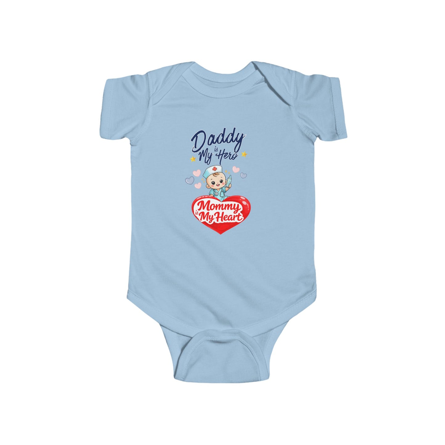 Daddy is My Hero Mommy is My Heart Baby Onesie – Nurse Family Bodysuit, Healthcare Baby Outfit, Cute Infant Gift