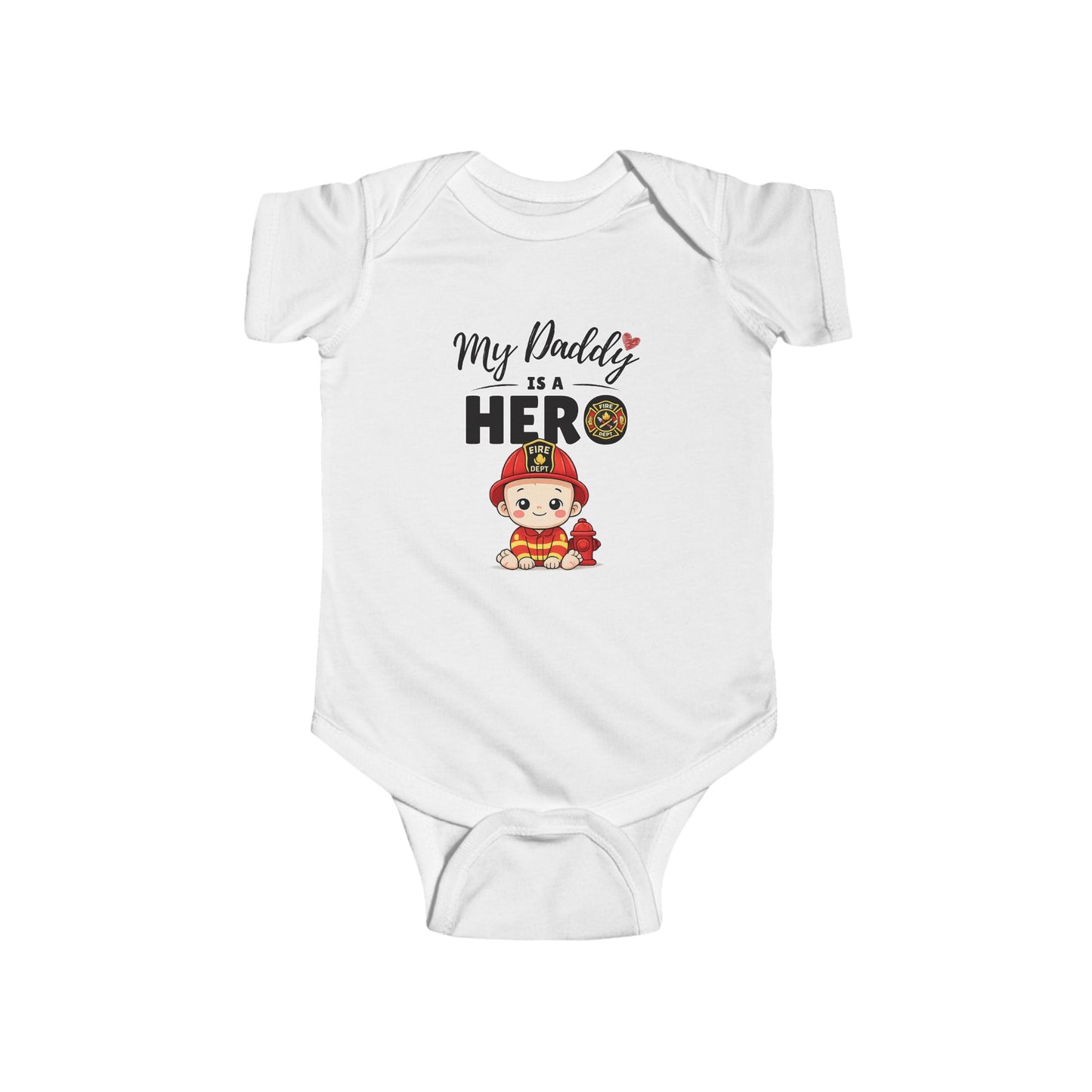 My Daddy is a Hero Baby Onesie – Firefighter Dad Gift, Cute Infant Outfit, Proud Firefighter Family Bodysuit