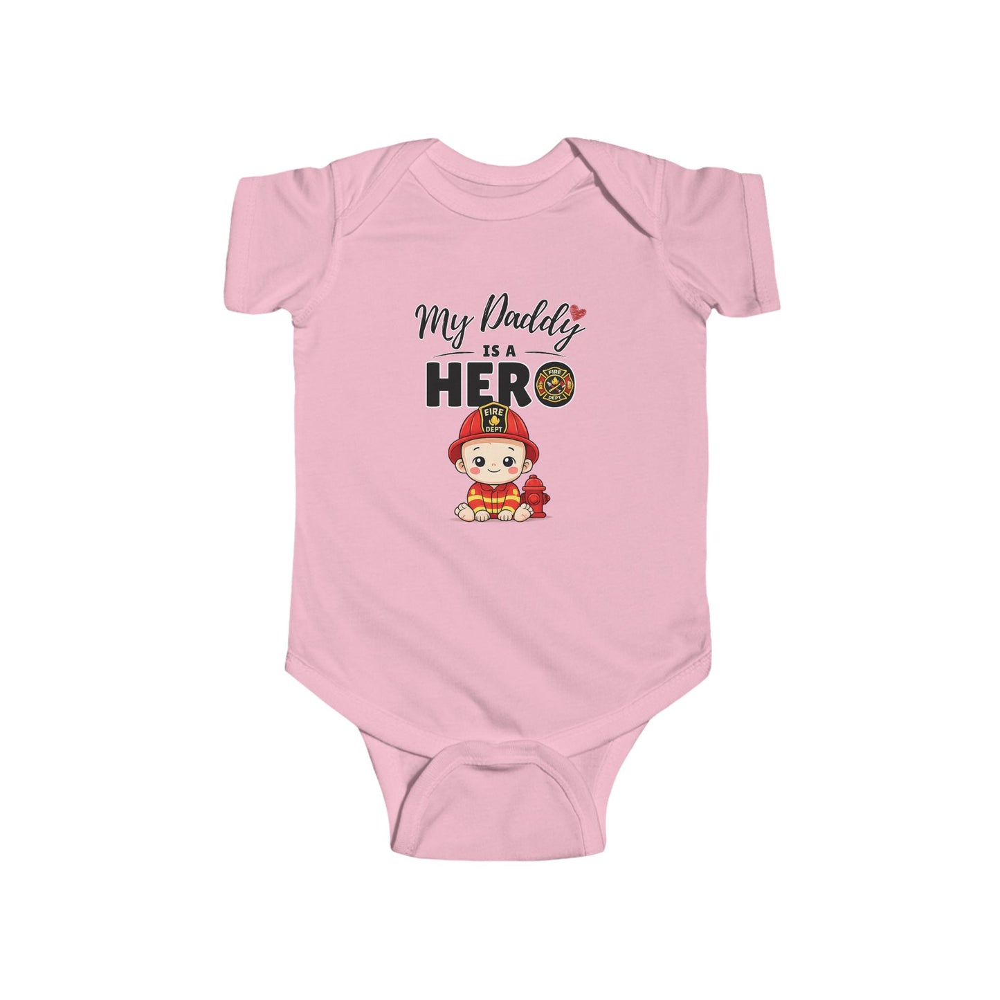My Daddy is a Hero Baby Onesie – Firefighter Dad Gift, Cute Infant Outfit, Proud Firefighter Family Bodysuit