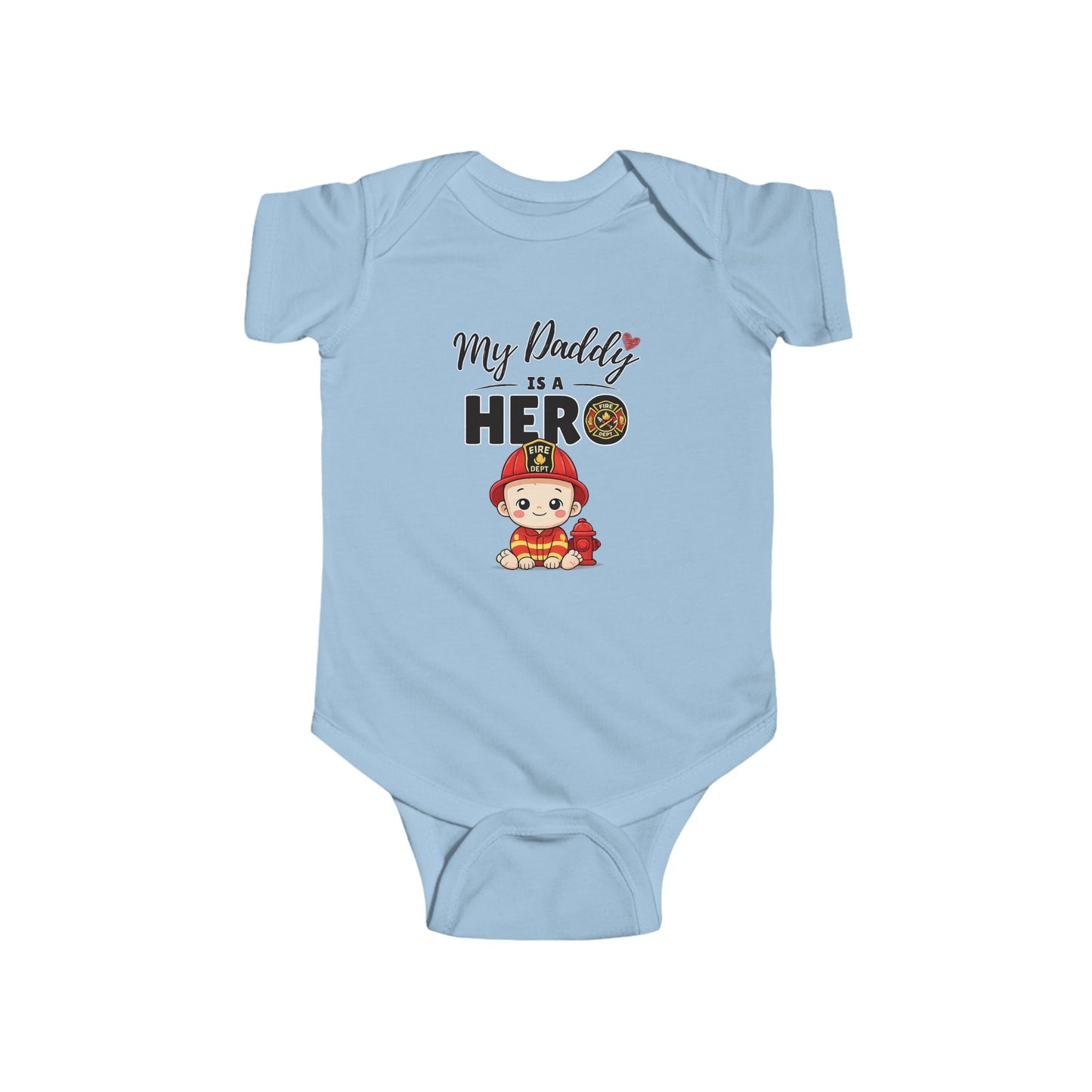 My Daddy is a Hero Baby Onesie – Firefighter Dad Gift, Cute Infant Outfit, Proud Firefighter Family Bodysuit