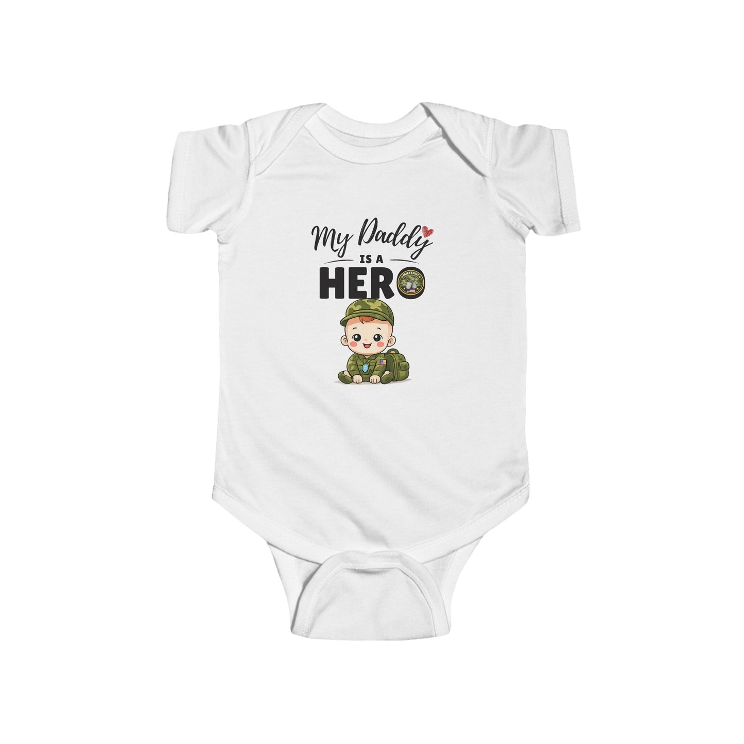 My Daddy is a Hero Baby Onesie – Military Dad Gift, Cute Infant Outfit, Proud Military Family Bodysuit