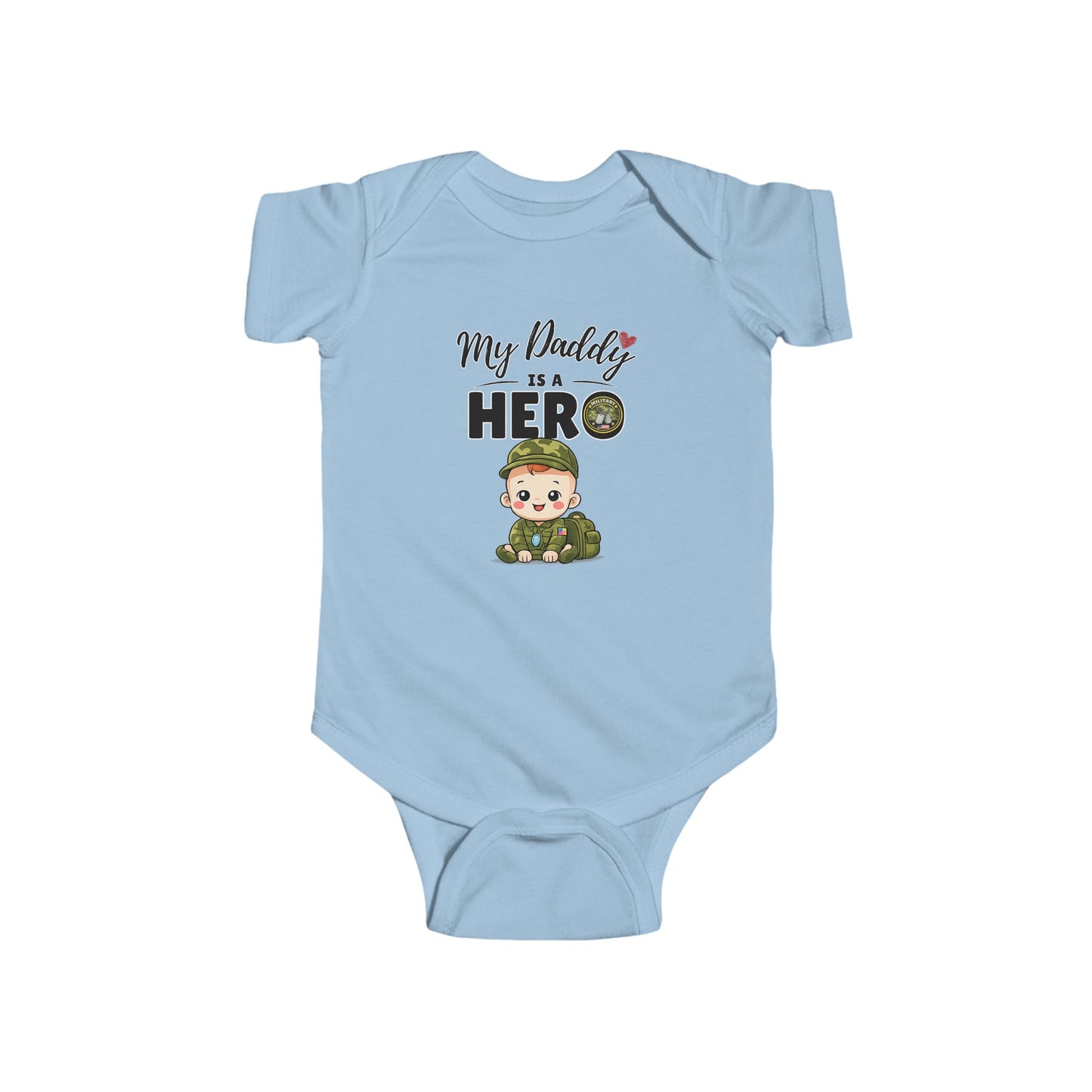 My Daddy is a Hero Baby Onesie – Military Dad Gift, Cute Infant Outfit, Proud Military Family Bodysuit