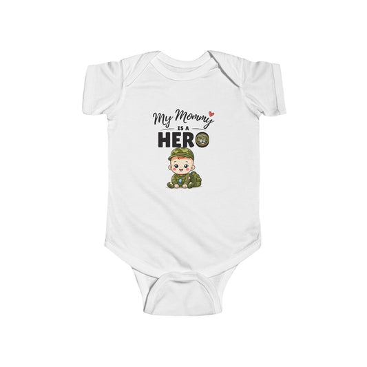 My Mommy is a Hero Baby Onesie – Military Mom Gift, Cute Infant Outfit, Proud Military Family Bodysuit