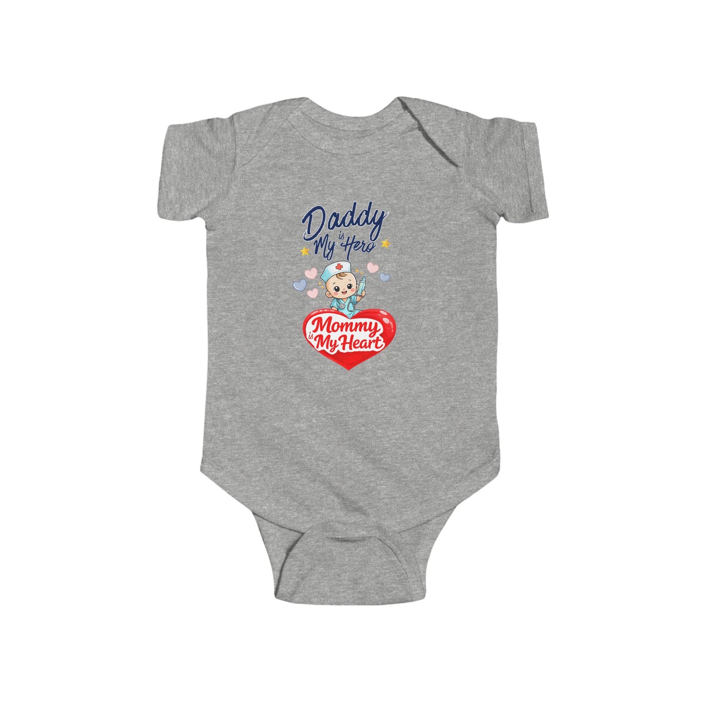 Daddy is My Hero Mommy is My Heart Baby Onesie – Nurse Family Bodysuit, Healthcare Baby Outfit, Cute Infant Gift