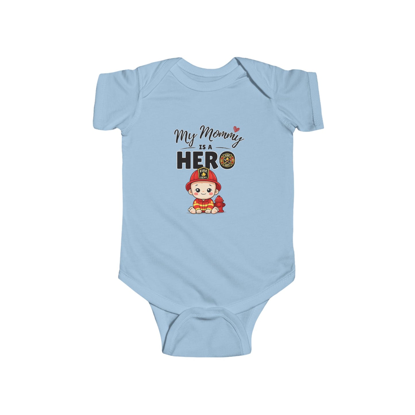 My Mommy is a Hero Baby Onesie – Firefighter Mom Gift, Cute Infant Outfit, Proud Firefighter Family Bodysuit
