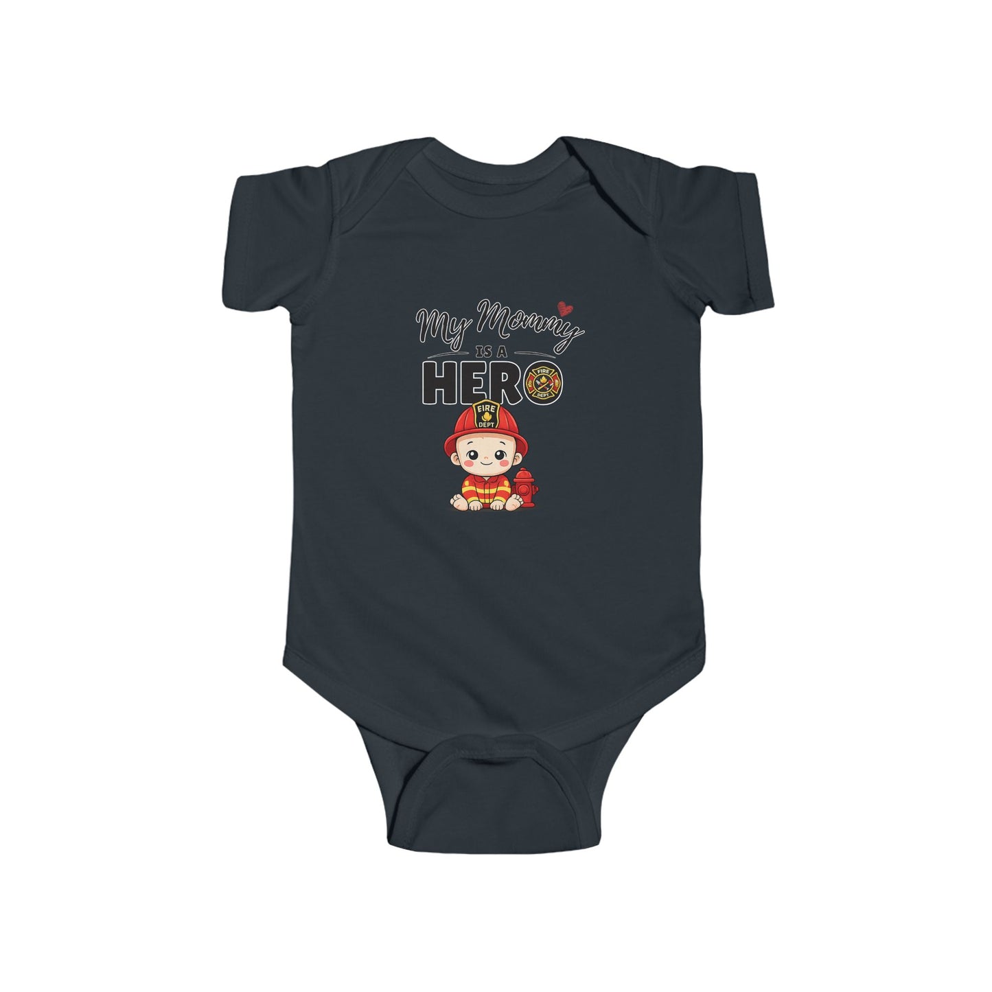 My Mommy is a Hero Baby Onesie – Firefighter Mom Gift, Cute Infant Outfit, Proud Firefighter Family Bodysuit