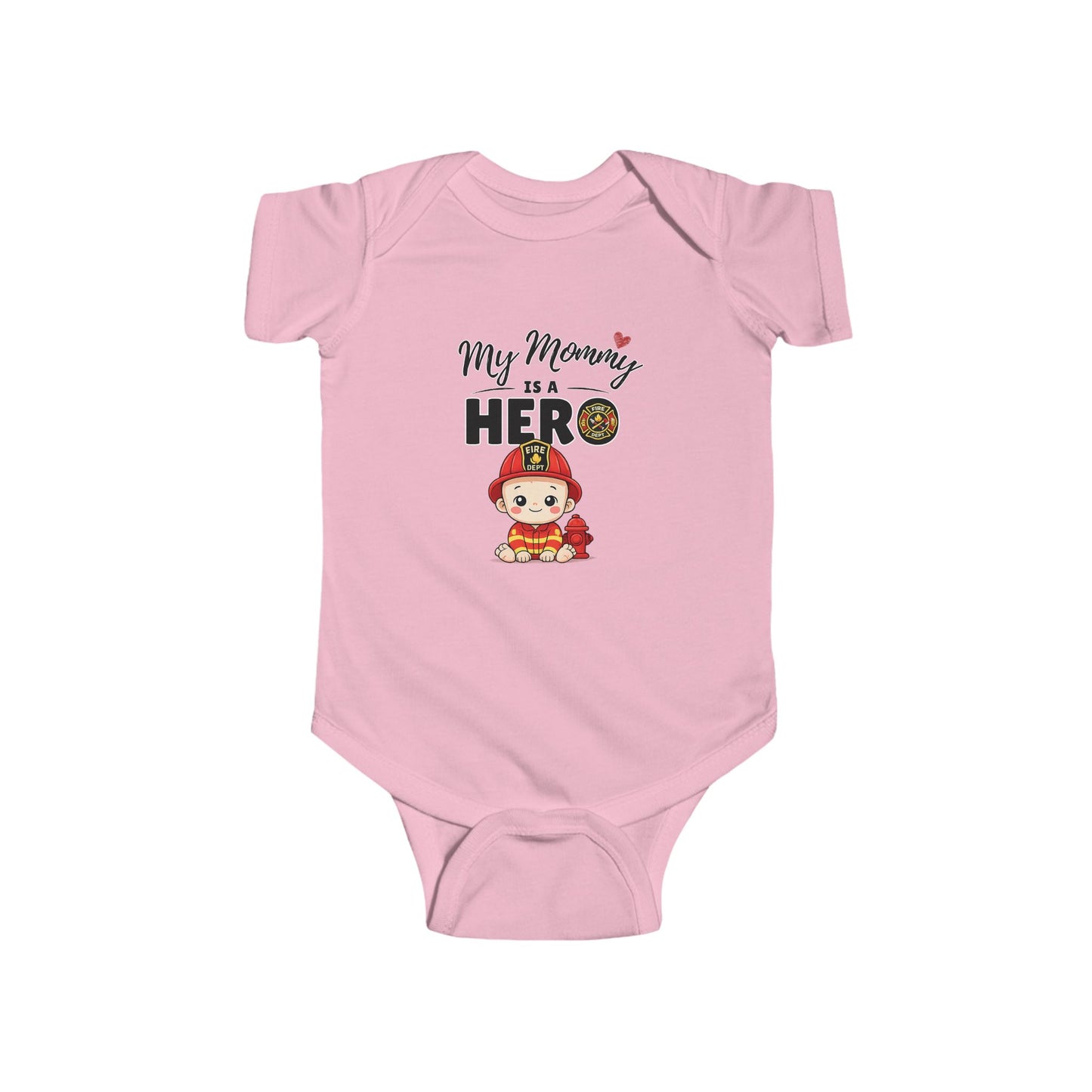 My Mommy is a Hero Baby Onesie – Firefighter Mom Gift, Cute Infant Outfit, Proud Firefighter Family Bodysuit