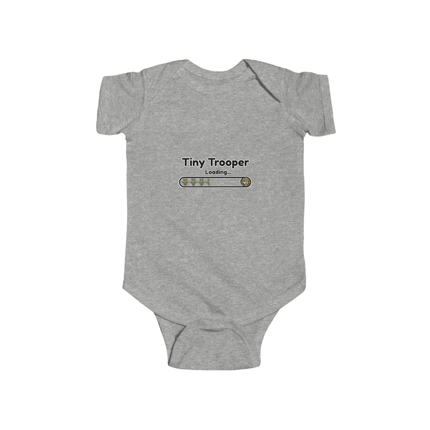Tiny Trooper Loading Baby Onesie – Cute Military Baby Bodysuit, Army Family Outfit, Newborn Gift for Military Parents