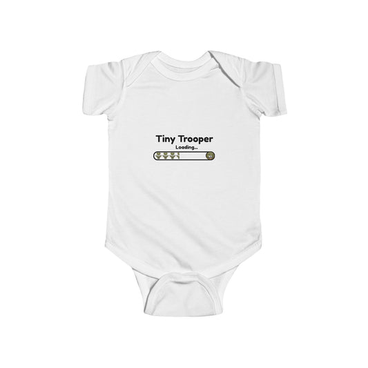 Tiny Trooper Loading Baby Onesie – Cute Military Baby Bodysuit, Army Family Outfit, Newborn Gift for Military Parents