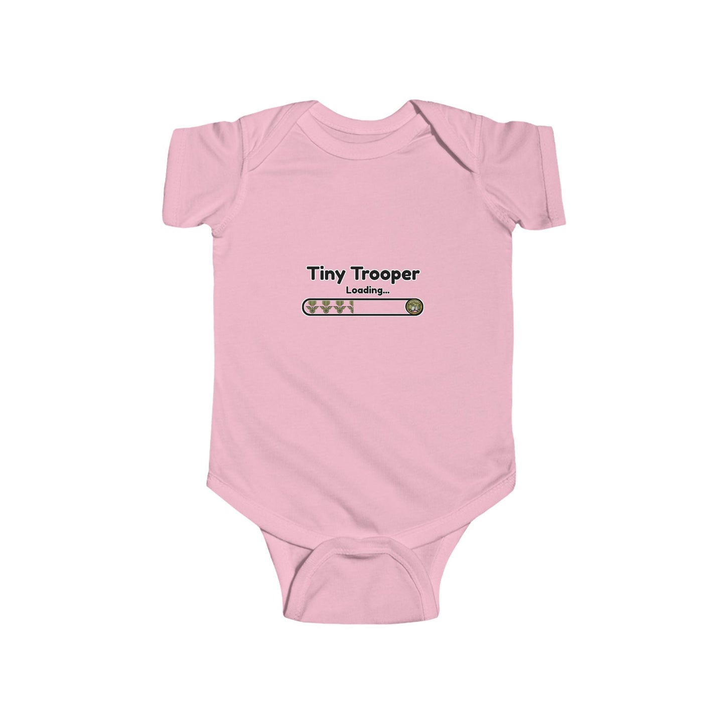 Tiny Trooper Loading Baby Onesie – Cute Military Baby Bodysuit, Army Family Outfit, Newborn Gift for Military Parents