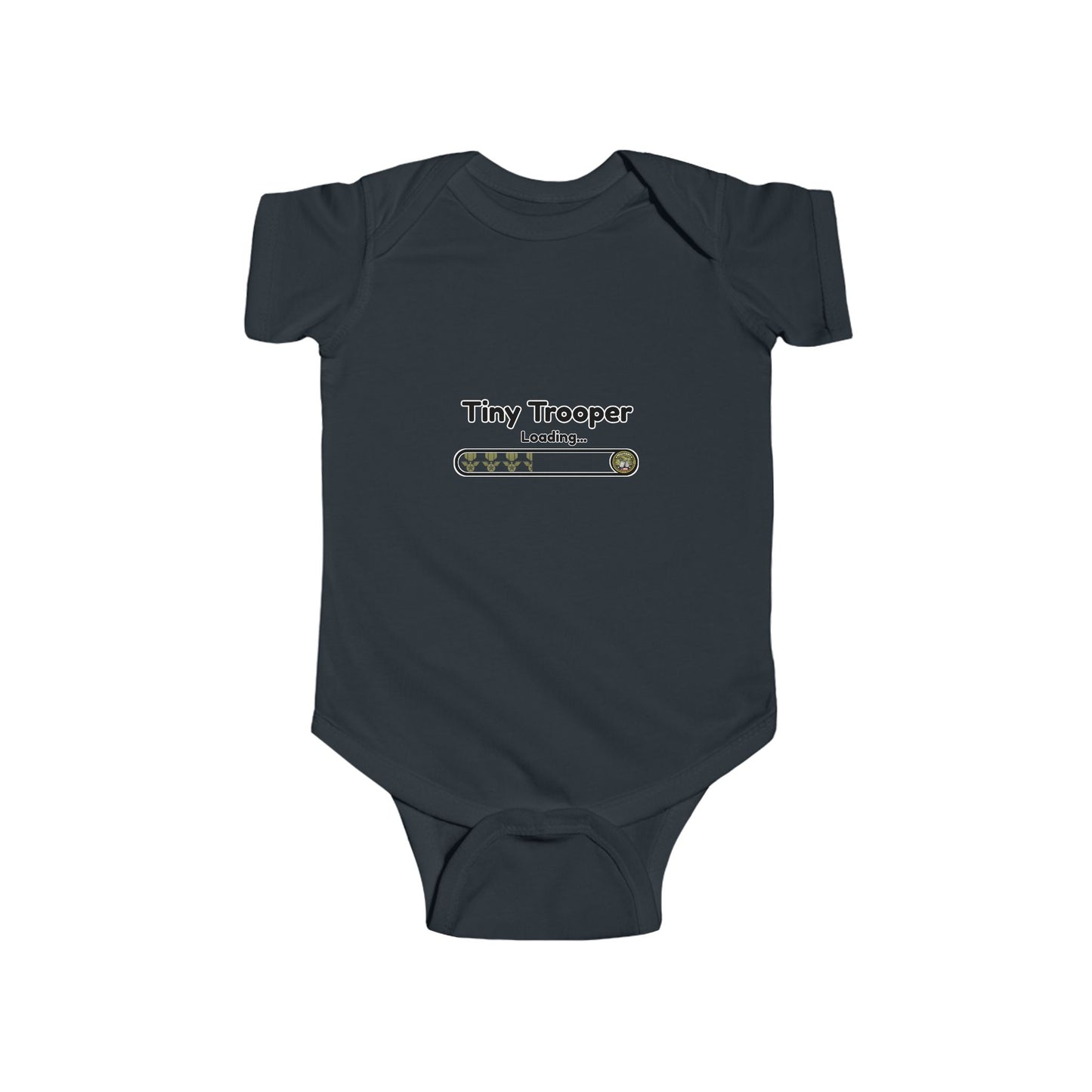Tiny Trooper Loading Baby Onesie – Cute Military Baby Bodysuit, Army Family Outfit, Newborn Gift for Military Parents
