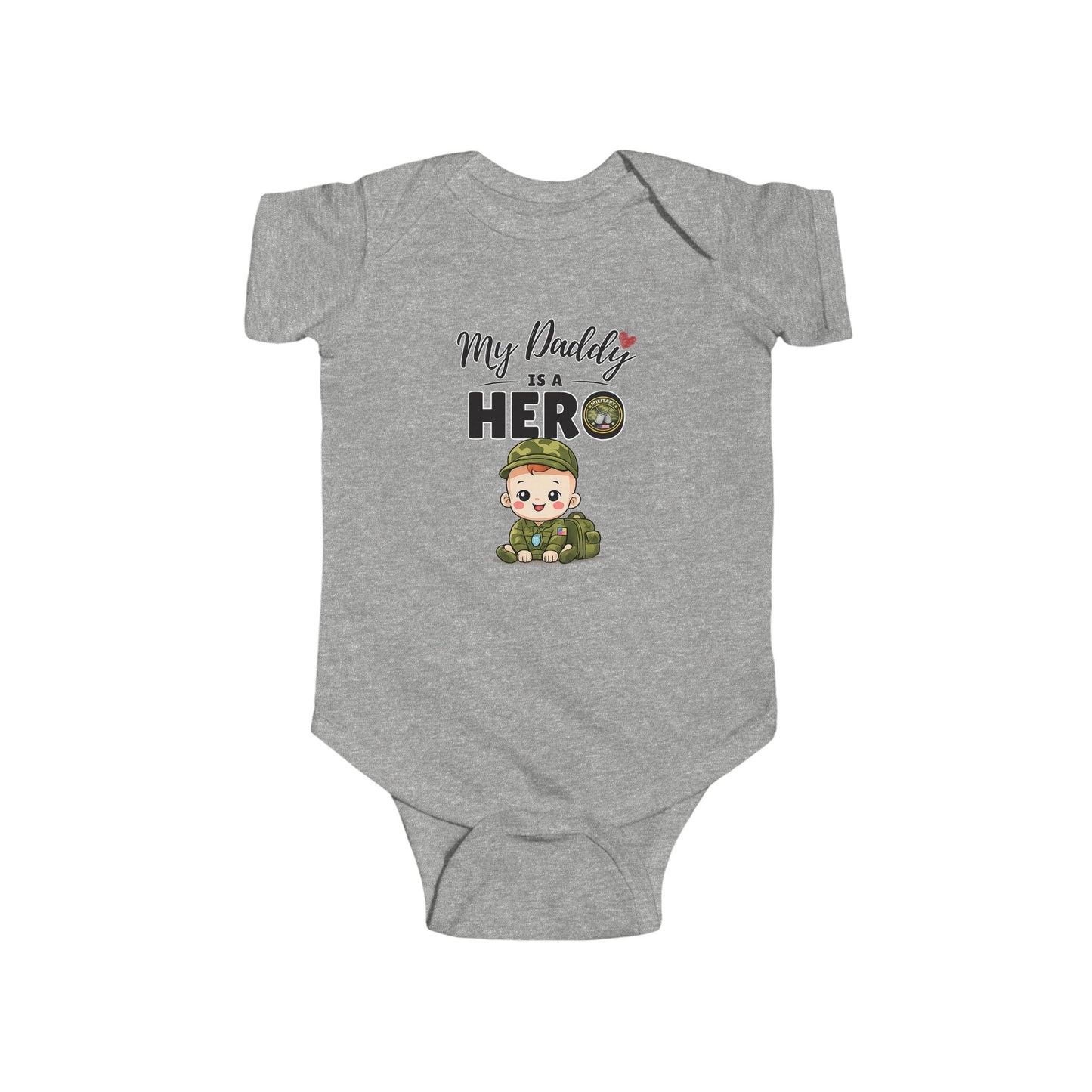 My Daddy is a Hero Baby Onesie – Military Dad Gift, Cute Infant Outfit, Proud Military Family Bodysuit