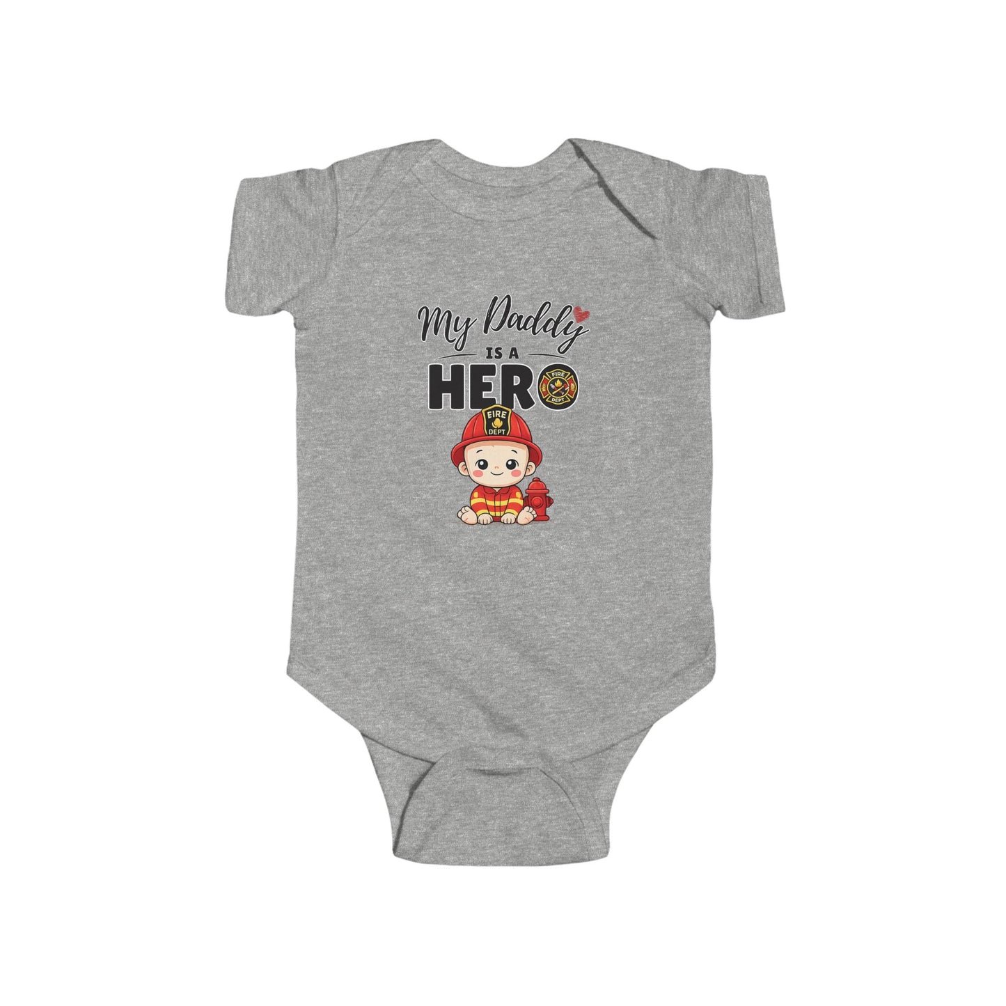 My Daddy is a Hero Baby Onesie – Firefighter Dad Gift, Cute Infant Outfit, Proud Firefighter Family Bodysuit
