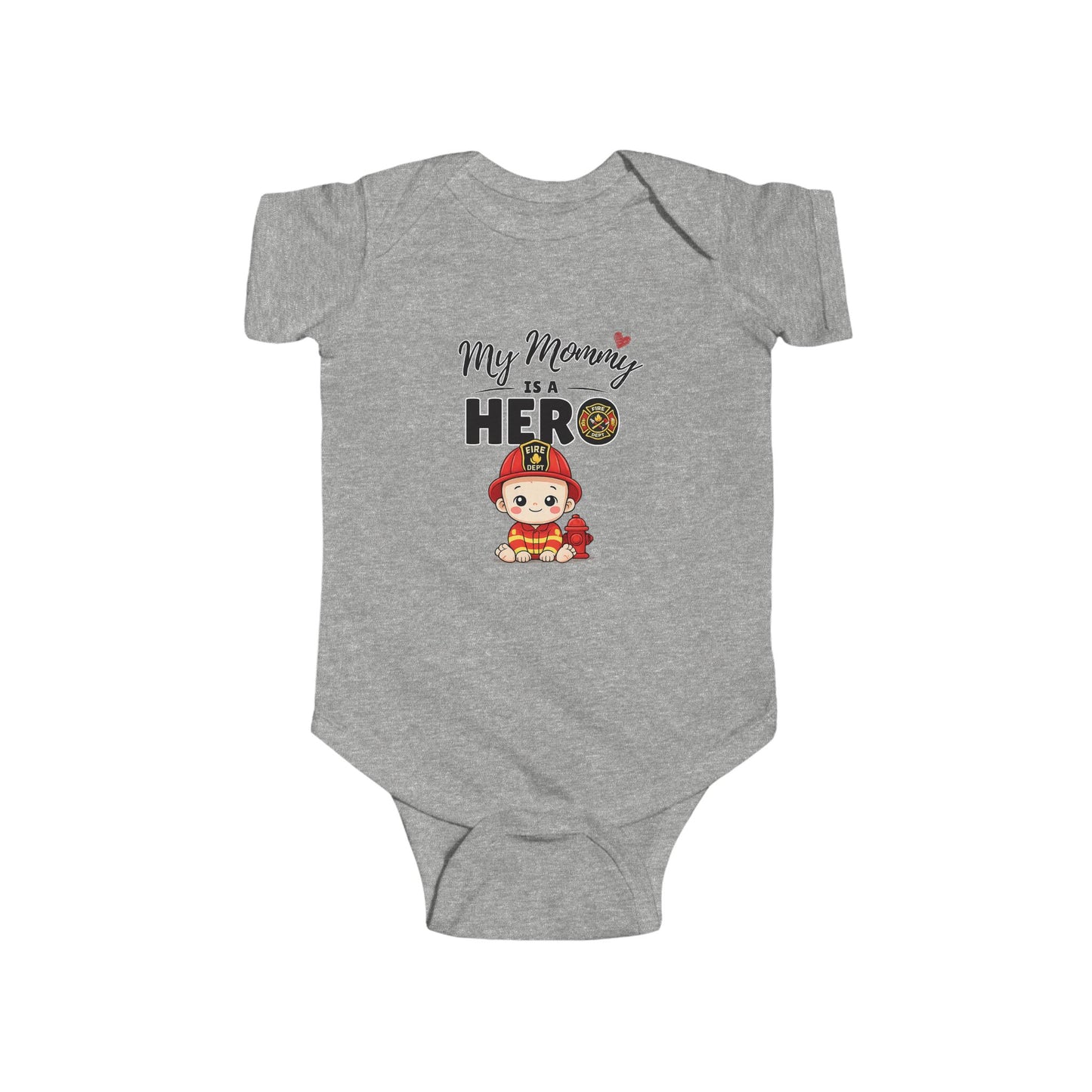 My Mommy is a Hero Baby Onesie – Firefighter Mom Gift, Cute Infant Outfit, Proud Firefighter Family Bodysuit
