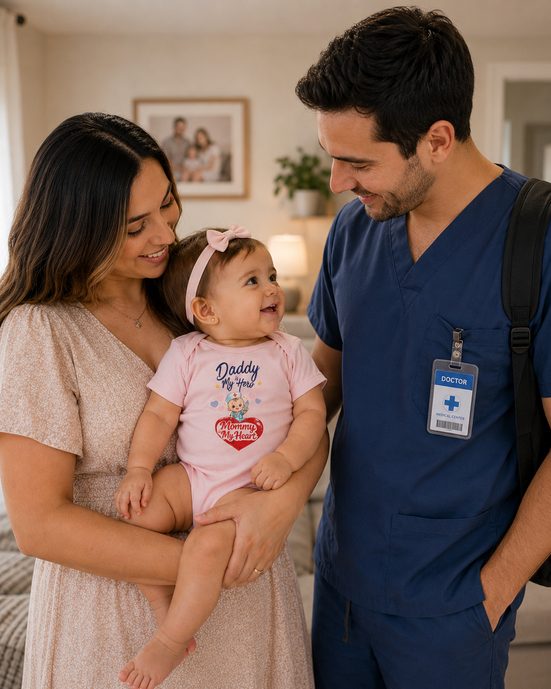Daddy is My Hero Mommy is My Heart Baby Onesie – Nurse Family Bodysuit, Healthcare Baby Outfit, Cute Infant Gift