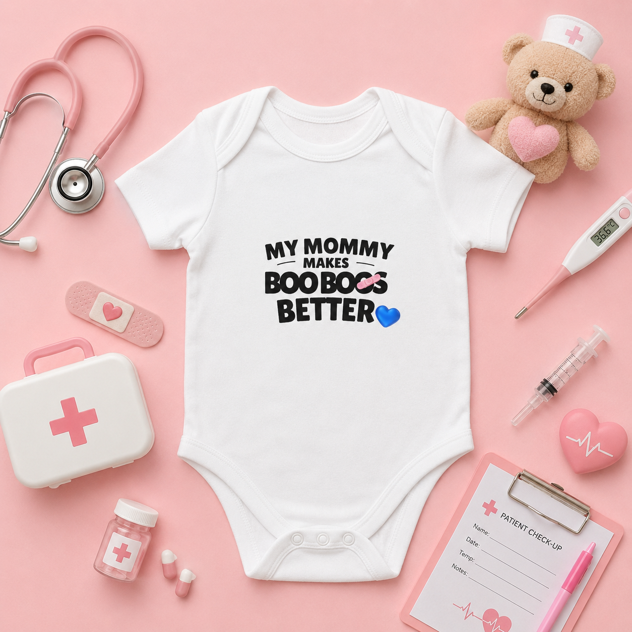 My Mommy Makes Boo Boos Better Baby Onesie – Healthcare Mom Bodysuit, Cute Infant Outfit, Nurse & Medical Mom Gift